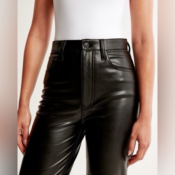 ABERCROMBIE Vegan Leather 90s Straight Pant black size 26 - Picture 6 of 12